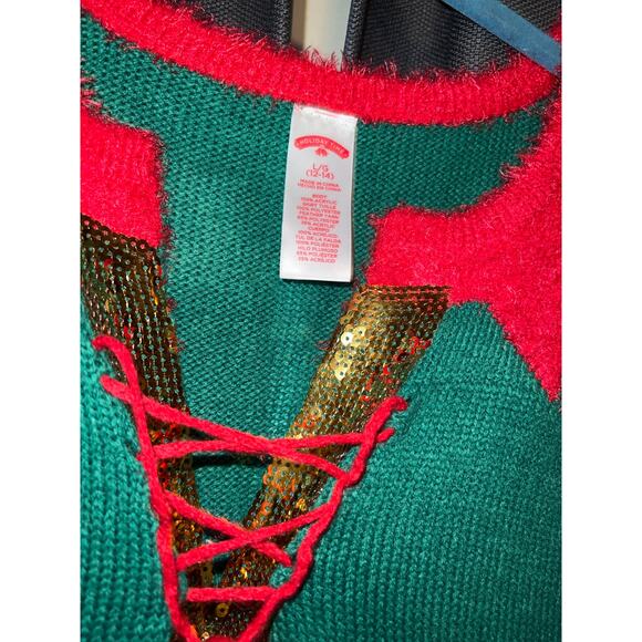 Ugly Christmas Sweater Dress Xmas Size Large - Picture 2 of 3